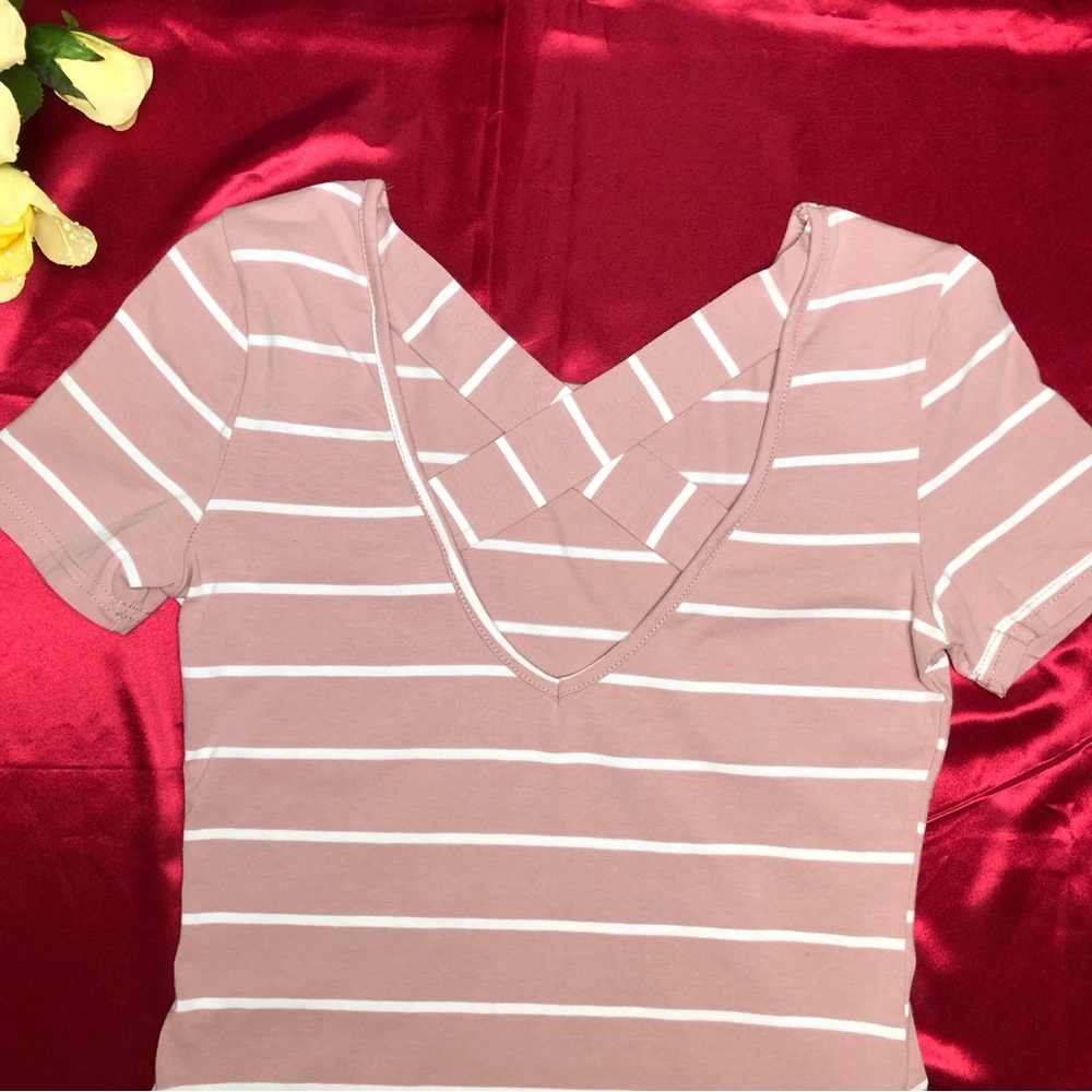 Feager Short Sleeve Stripe Knit Shift Dress - Picture 5 of 7